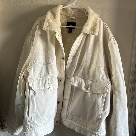 LINED BORG-COLLAR DENIM JACKET - Picture 5 of 5